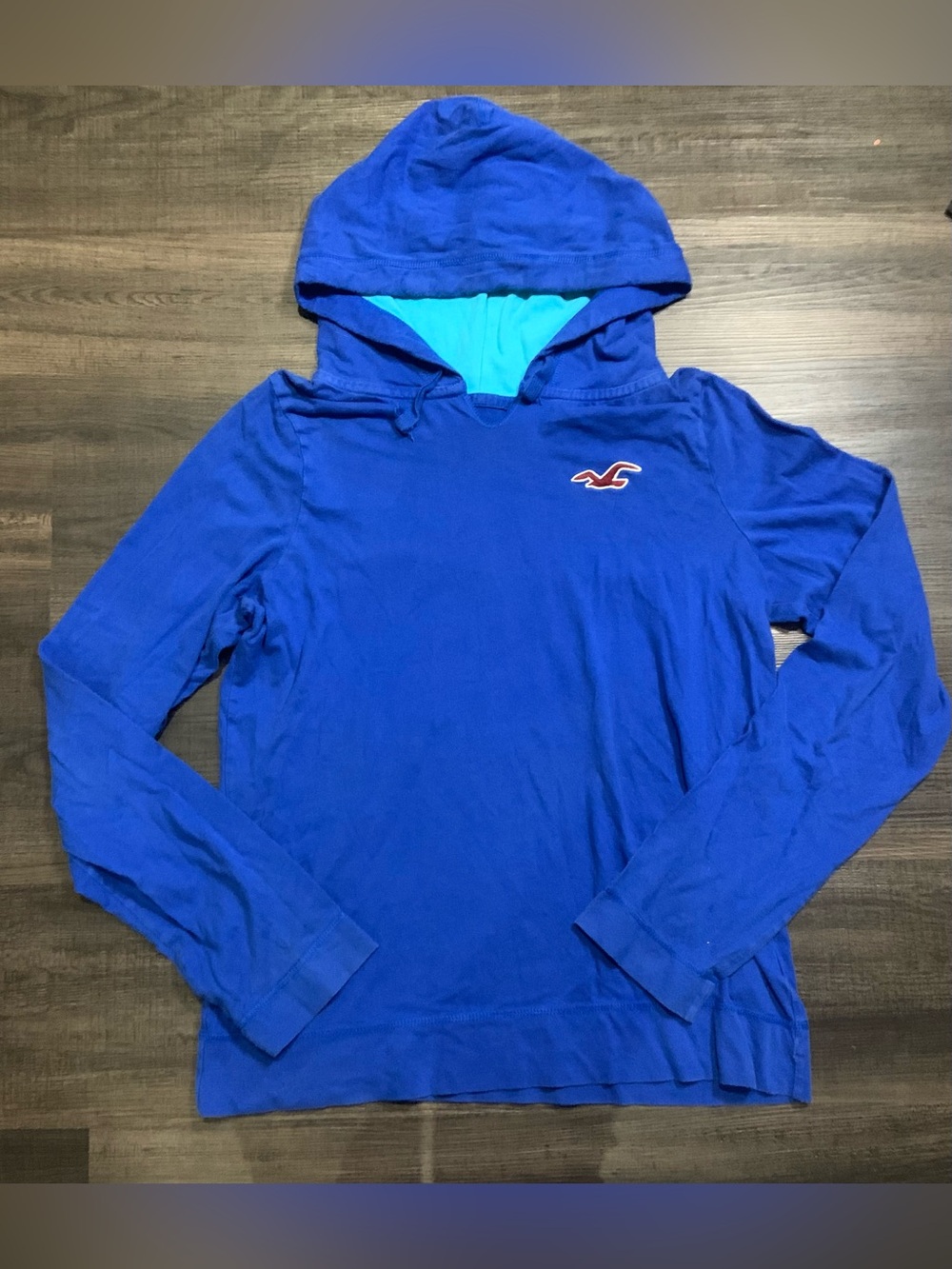 Hollister Bright Blue Women's Hooded Long-Sleeve Top